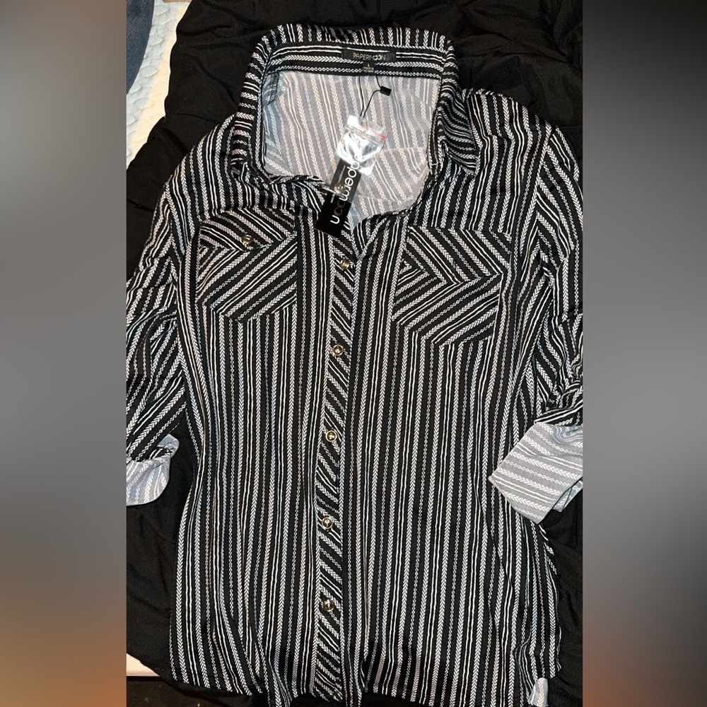 Black and white button up from a boutique